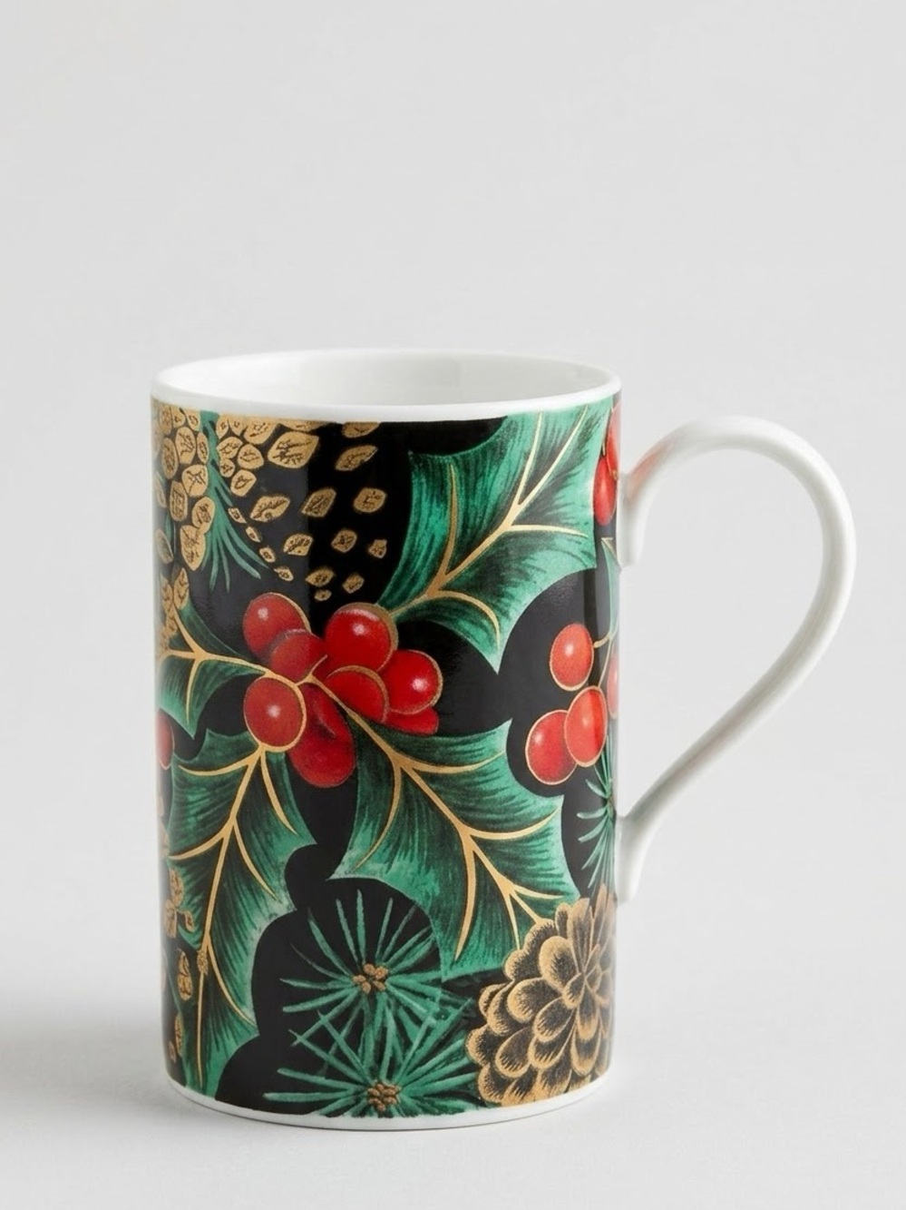 Dunoon England Golden Holly Caroline Bessey Stoneware Christmas Vintage Mug 10oz
